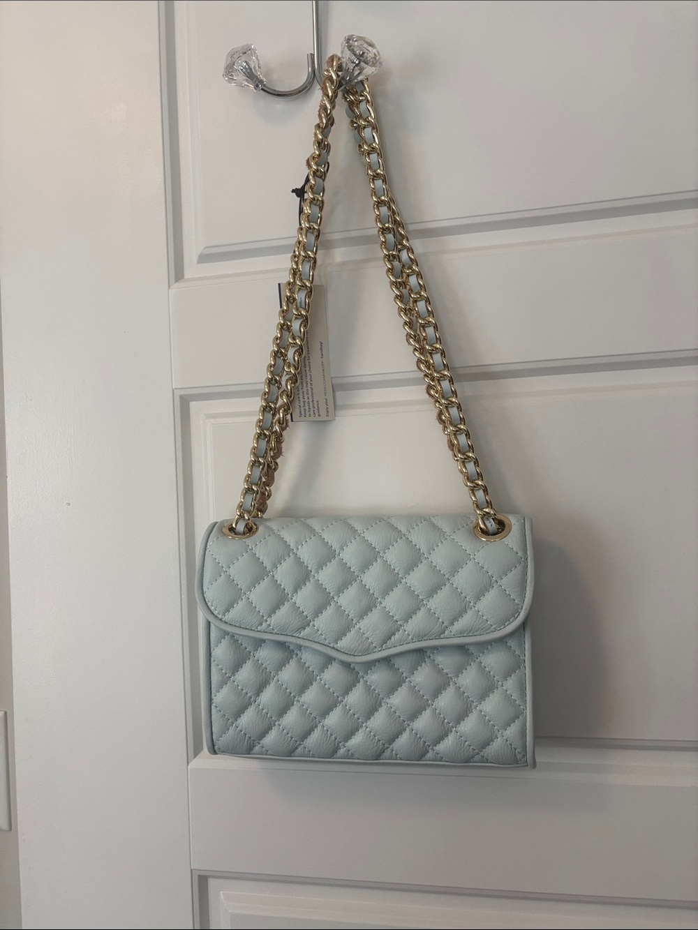 Rebecca Minkoff Love Crossbody Quilted Shoulder Bag in mint green/blue NWT
